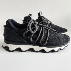 Sorel Kinetic Lace Sneakers, Cool Modern Streetwear, Black & White Size 7.5